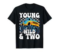 2nd Birthday Monster Truck Young Wild and Two 2 Year Old T-Shirt