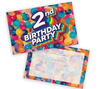 2nd Birthday Party Invitations Kids - Rainbow Balloons 20 Pack - Childrens Birthday Invitations for Boys/Girls A6 Bday Party Invites Invitation Cards with Folding Envelopes