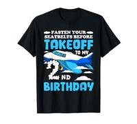 2nd Birthday Plane Pilot Fasten Seatbelts Takeoff Airplane T-Shirt