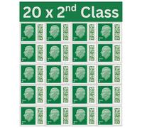 2nd Class Barcoded Stamps Pack of 20 | Genuine New Self-Adhesive UK Postage Stamps | Scannable Barcode | Valid Postage for Letters, Cards, Envelopes & Parcels | Generic