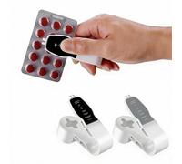 2nd Generation Pill Extractor Tool with Storage Compartment, Medicine Blister Pack Remover, Dual Tooth Design for Foil Piercing, Built-in Organizer Box,(Black 1pcs + Grey 1pcs)