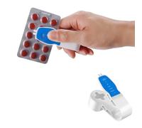 2nd Generation Pill Extractor Tool with Storage Compartment, Medicine Blister Pack Remover, Dual Tooth Design for Foil Piercing, Built-in Organizer Box,(Blue 1 pcs)