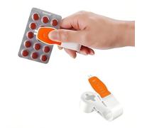 2nd Generation Pill Extractor Tool with Storage Compartment, Medicine Blister Pack Remover, Dual Tooth Design for Foil Piercing, Built-in Organizer Box,(Orange 1 pcs)