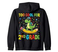 2nd Grade Back To School Dinosaur Zip Hoodie