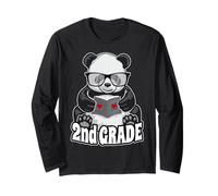 2nd Grade Back to School Panda Book Reader Teacher Heart Long Sleeve T-Shirt