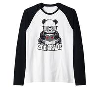 2nd Grade Back to School Panda Book Reader Teacher Heart Raglan Baseball Tee