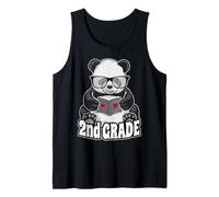 2nd Grade Back to School Panda Book Reader Teacher Heart Tank Top