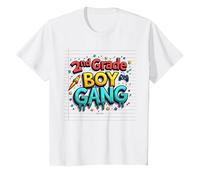 2nd Grade Boy Gang: Fun Gamer Rocket Star Squad T-Shirt, Kids, White, 10 Years