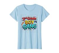 2nd Grade Boy Gang: Fun Gamer Rocket Star Squad T-Shirt, Women, Baby Blue, S
