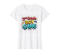 2nd Grade Boy Gang: Fun Gamer Rocket Star Squad T-Shirt, Women, White, L