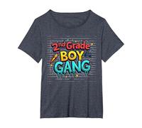 2nd Grade Boy Gang: Fun Gamer Rocket Star Squad T-Shirt, Women's Plus, Heather Blue, 1X