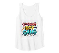 2nd Grade Boy Gang: Fun Gamer Rocket Star Squad Tank Top, Women, White, L