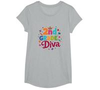 2nd Grade Diva: Royal Scholar Princess T-Shirt, Girls, Heather Grey, Small