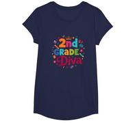 2nd Grade Diva: Royal Scholar Princess T-Shirt, Girls, Navy, Large