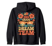 2nd Grade Dream Team Retro Teacher Summer Zip Hoodie