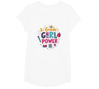 2nd Grade Girl Power: Playful School Spirit for Students T-Shirt, Girls, White, Medium