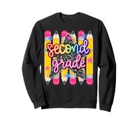 2nd Grade Girls Pencils Stripe Rainbow Leopard Composition Sweatshirt