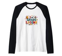 2nd Grade Legend: School Pride for Young Achievers Raglan Baseball Tee, Men, Black/White, S