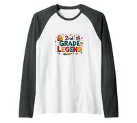 2nd Grade Legend: School Pride for Young Achievers Raglan Baseball Tee, Men, Dark Heather/White, S