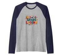 2nd Grade Legend: School Pride for Young Achievers Raglan Baseball Tee, Men, Navy/Athletic Heather, S