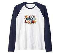 2nd Grade Legend: School Pride for Young Achievers Raglan Baseball Tee, Men, Navy/White, S