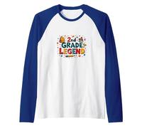 2nd Grade Legend: School Pride for Young Achievers Raglan Baseball Tee, Men, Royal Blue/White, S