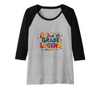 2nd Grade Legend: School Pride for Young Achievers Raglan Baseball Tee, Women, Black/Athletic Heather, S