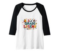 2nd Grade Legend: School Pride for Young Achievers Raglan Baseball Tee, Women, Black/White, S