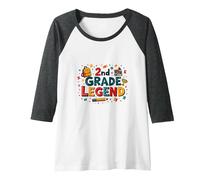 2nd Grade Legend: School Pride for Young Achievers Raglan Baseball Tee, Women, Dark Heather/White, S