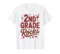 2ND Grade Rocks First Day Band Teacher Besties Autograph Value Graphic T-Shirt, Men, White, L