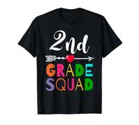 2nd Grade Squad Heart Happy First Day of School Matching Value Graphic T-Shirt, Men, Black, XL
