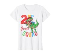 2nd Grade Squad T-Rex Dinosaur Back to School Boys Vintage Value Graphic T-Shirt, Women, White, XL