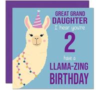 2nd Great Granddaughter Llama Birthday Card - Llamazing - Great Granddaughters Birthday Card for 2 Year old Kids two, second