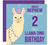 2nd Great Nephew Llama Birthday Card - Llamazing - Funny Llama Great-Nephews Birthday Card for 2 Year old Kids two, second