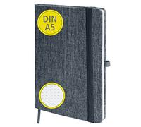 2nd LIFE Bullet Journal Black DIN A5 | 144 inner pages, dotted | Notebook made of recycled PET for a clean environment I for journaling, notetaking & sketches | Elastic band, pen loop, inner pocket