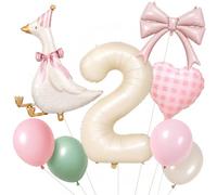 2nd Silly Goose Birthday Balloons for Girls Pink Number Two Decorations