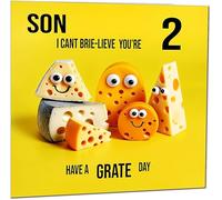 2nd Son Birthday Card for Son - Cheese Pun Funny Son's Birthday Card for 2 Year old Kids two, second