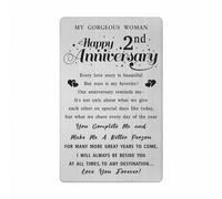 2nd Wedding Anniversary Card Gifts for Her Wife, Second Year Anniversary Card for Her Woman, Happy 2nd Anniversary Card for Wife Girlfriend, Wife 2 Year Anniversary Engraved Wallet Card