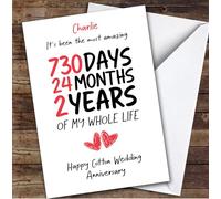 2nd Wedding Anniversary Card Personalised The Most Amazing Days Months Years | Custom Card Personalised Cards, For Husband, For Wife, Him, Her, Anniversary, 2nd