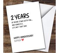 2nd Wedding Anniversary Card Personalised Years Of Being Stuck With You | Custom Card Personalised Cards, For Husband, For Wife, Him, Her, Anniversary, 2nd