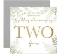 2nd Wedding Anniversary Card - Two Year Anniversaries - Gift for Special Couple Celebrating - Second Wedding Anniversary - Eucalyptus Botanical Design