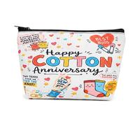 2nd Wedding Anniversary Make Up Bag Gifts for Women, Happy Cotton Anniversary Practical Gifts for Wife, 2 Year Cosmetic Bag Present for Girlfriend, Couple