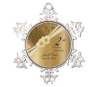 2nd Wedding Anniversary Snowflake Ornament Just Married Wedding Hearts Wedding Decoration Snowflake Ornaments Newlywed Holiday Keepsake Decor Gift for Mr & Mrs Newlywed Engagement Xmas Tree Decoration