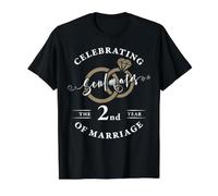 2nd Year Wedding Anniversary 2nd Marriage Couples Matching Value Graphic T-Shirt, Men, Black, M