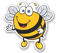 2no. 150mm Happy Bee Stickers - Self Adhesive Stickers - Easy to Apply