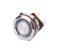 2NO 15A 12V 24V 110V 220V DC car ring led illuminated power psuh buttom switch 4 pins on-off momentary Signal control IDGTTLDF(White LED,220V)
