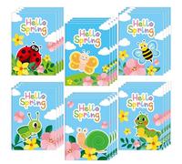 2OOYA 24Pcs Cartoon Coloring Books for Kids Party Bulk, Hello Spring 6-Style DIY Color Pages Activity Books, Funny Insects Mini Pocket Painting Game for Easter Spring School Classroom Favor Bag Filler