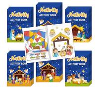 2OOYA 24PCS Nativity Coloring Activities Books for Kids, Merry Christmas Jesus Birth Coloring Games Books Bulk, Mazes & Word Search Games for Xmas Stocking Filler, Party Educational Gift School Prizes