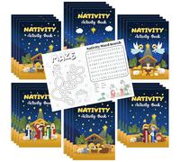 2OOYA 24PCS Nativity Coloring Books for Kids, Merry Christmas Coloring Games Books Bulk, Mazes & Word Search Games for Xmas Stocking Fillers, Party Goodie Bag Stuffers, Educational Gifts School Prizes