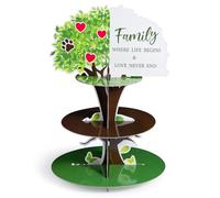 2OOYA 3-Tier Family Tree Cupcake Stand, Mini Dessert Holder Reusable Cardboard with 3D Tree Style Cake Tower for Love Family Party Decor Supplies, Kids Birthday Party Celebration, Kitchen Baking Gift